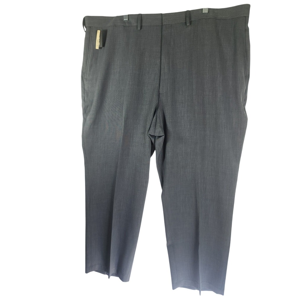 Haggar Mens NWT 46x30 Travel Performance Suit Pants Gray Big Tall Quiet Luxury